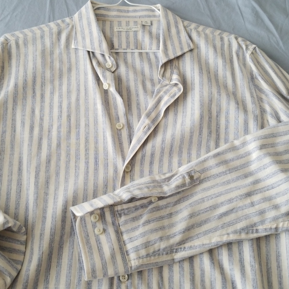 Casual dress shirt blue / cream. Linen XL.